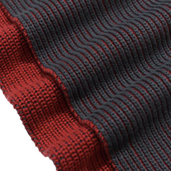 Grey / Red Ribbed Knit Scarf by Far Afield