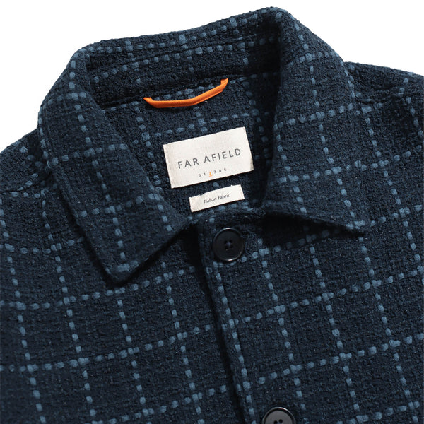 Navy / Blue Windowpane Bisset Jacket by Far Afield