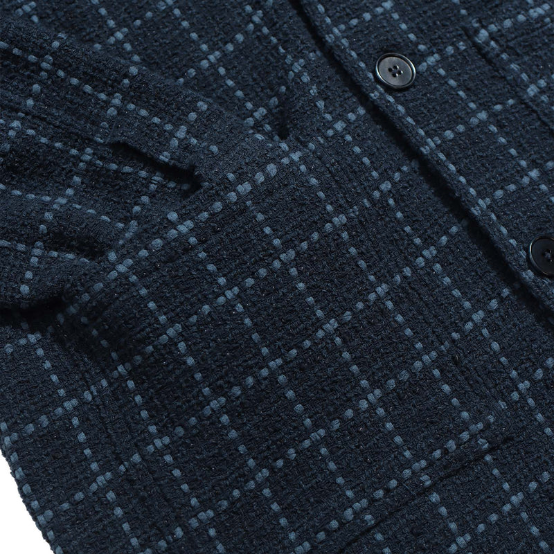 Navy / Blue Windowpane Bisset Jacket by Far Afield
