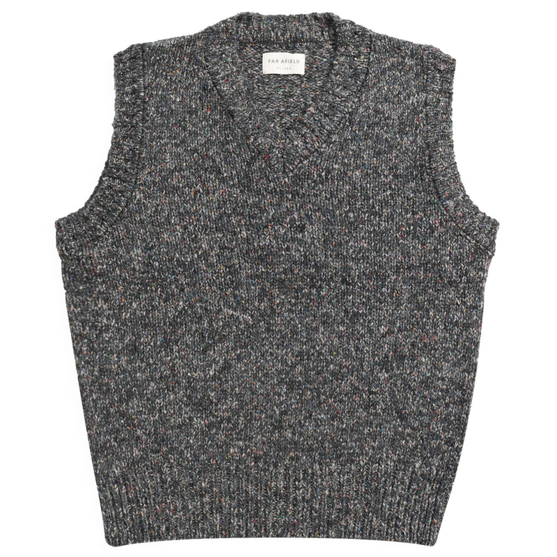 Grey Multi Fleck "Pinto" Knit Vest by Far Afield