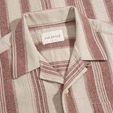 Sand / Red Slub Stripe "Selleck" Shirt by Far Afield