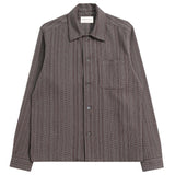 Brown / Stone "Busey" Dobby Check Shirt by Far Afield