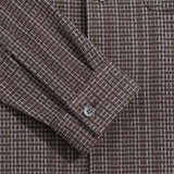 Brown / Stone "Busey" Dobby Check Shirt by Far Afield