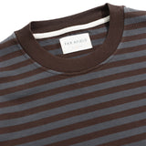 Grey / Brown Breton Stripe T-Shirt by Far Afield