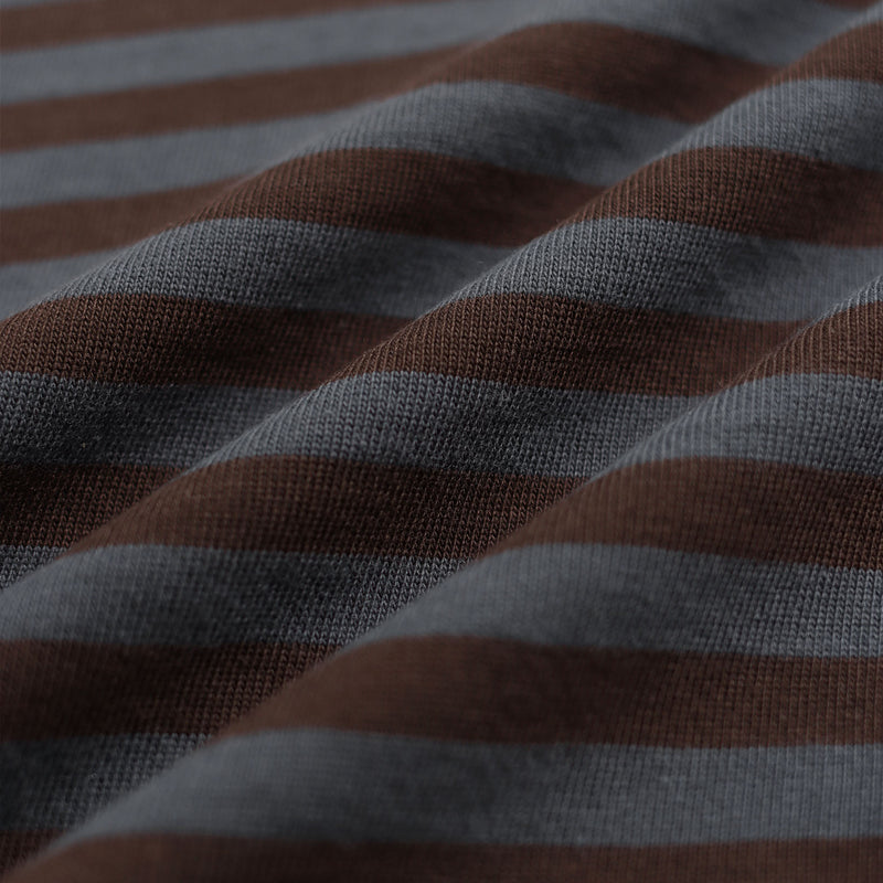 Grey / Brown Breton Stripe T-Shirt by Far Afield