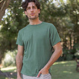 "Pine" SS Linen Sun Tee by Alex Crane