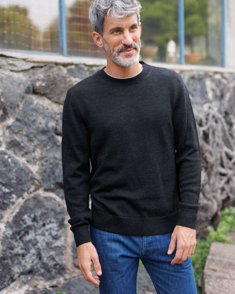Italian Merino Wool Ink Crewneck "Campo" Sweater by Alex Crane