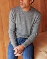 Waterfalls Grey Marl Italian Merino Wool Crewneck "Campo" Sweater by Alex Crane