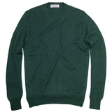 Pine Green Italian Lt Weight Merino Crewneck Sweater by 40Colori Italy