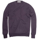 Dark Plum Italian Lt Weight Merino Crewneck Sweater by 40Colori Italy