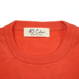 Safety Orange Italian Lt Weight Merino Crewneck Sweater by 40Colori Italy