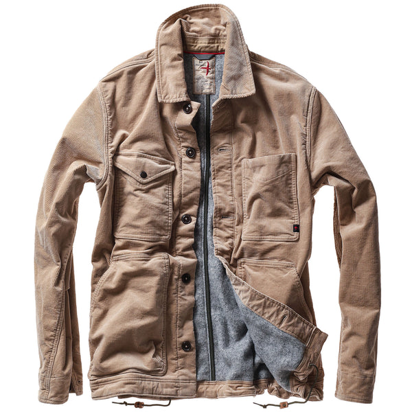 Buff Khaki Cord Pile-Lined Chore Coat by Relwen
