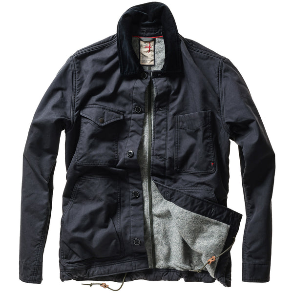 Dark Navy Canvas Pile Lined Chore Coat by Relwen