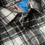 Cream / Brown Forest Tartan Quilted Flannel Shirt by Relwen