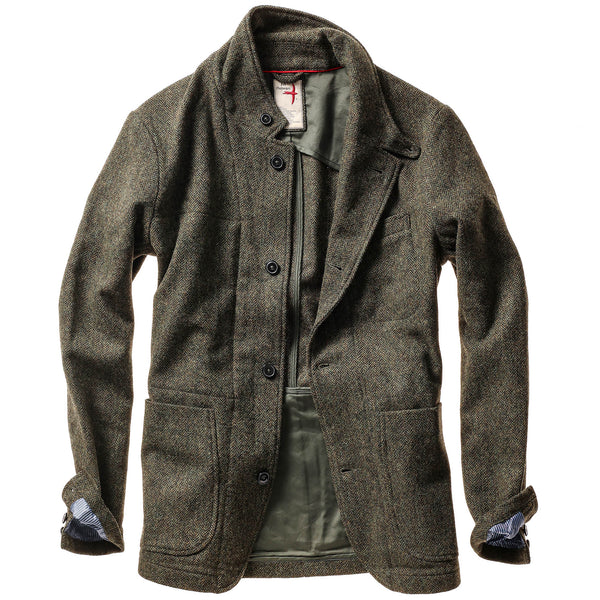 Olive / Black Herringbone Heritage Trap Blazer by Relwen