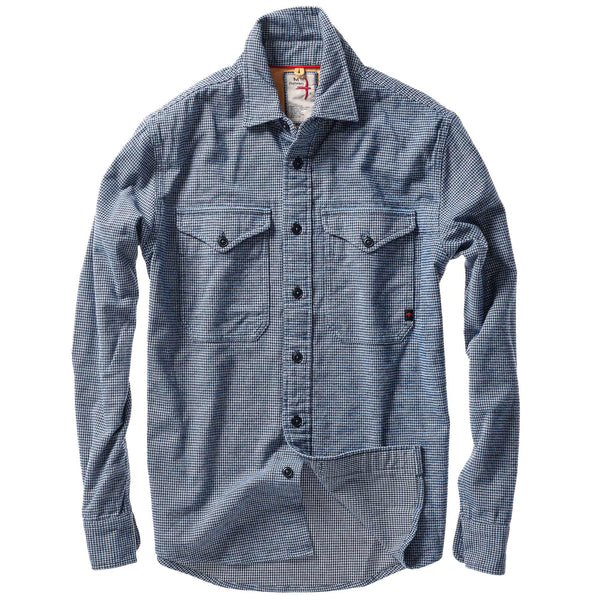 Blue / White / Navy Houndstooth Utility Workshirt by Relwen