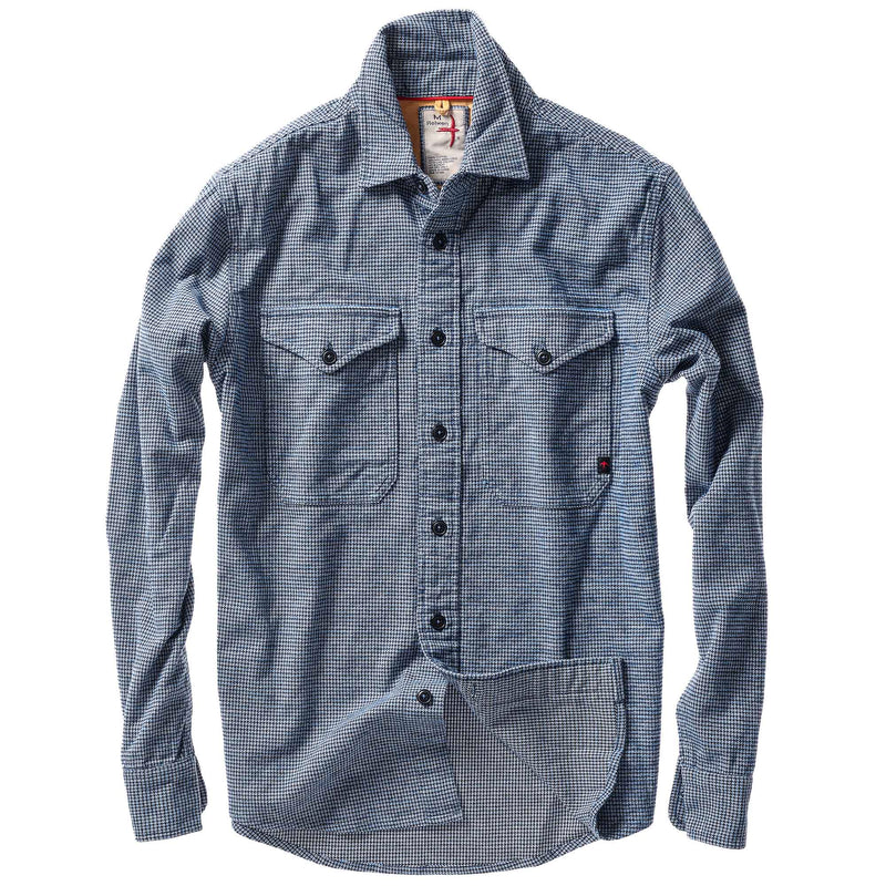 Blue / White / Navy Houndstooth Utility Workshirt by Relwen