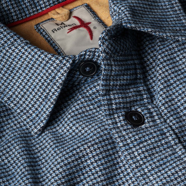 Blue / White / Navy Houndstooth Utility Workshirt by Relwen