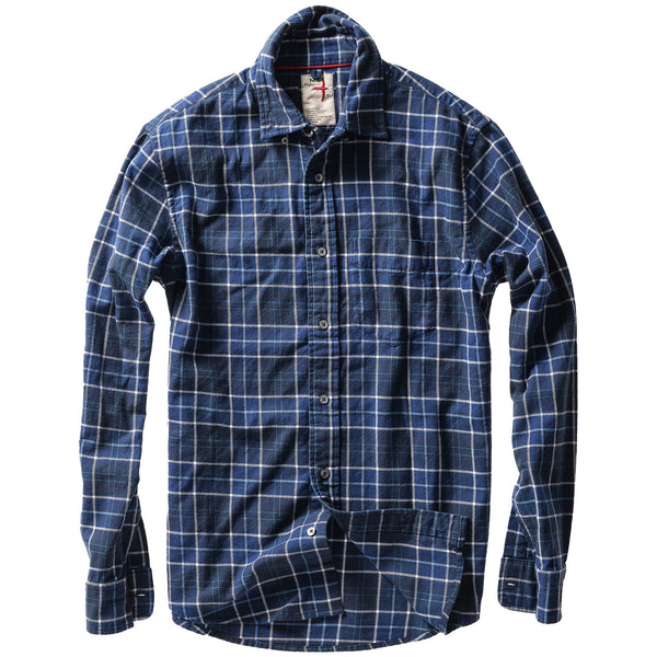 Dark Navy Plaid Flyweight Flannel Shirt by Relwen