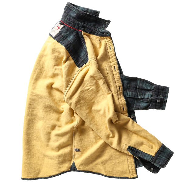 Green / Navy / Black Plaid Chamois-Lined Flannel Shirt by Relwen
