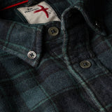 Green / Navy / Black Plaid Chamois-Lined Flannel Shirt by Relwen