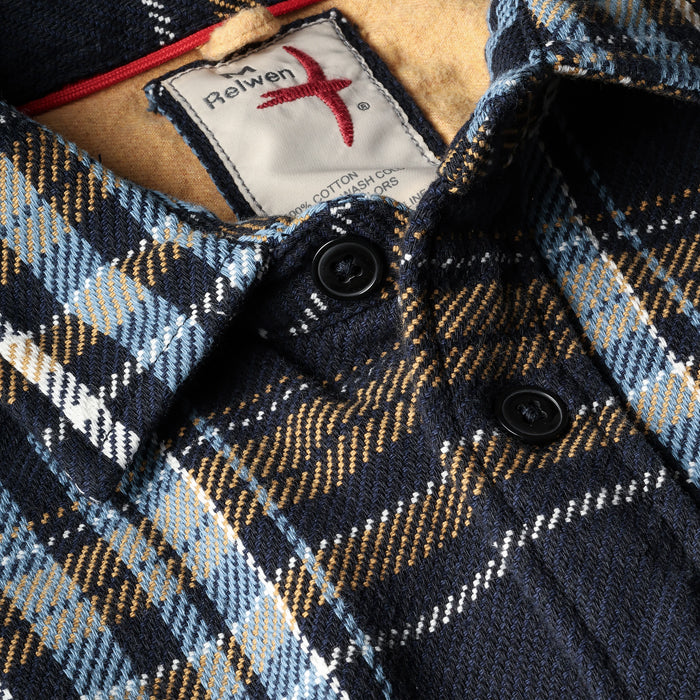Navy Multi Plaid Mountain Flannel Shirt by Relwen