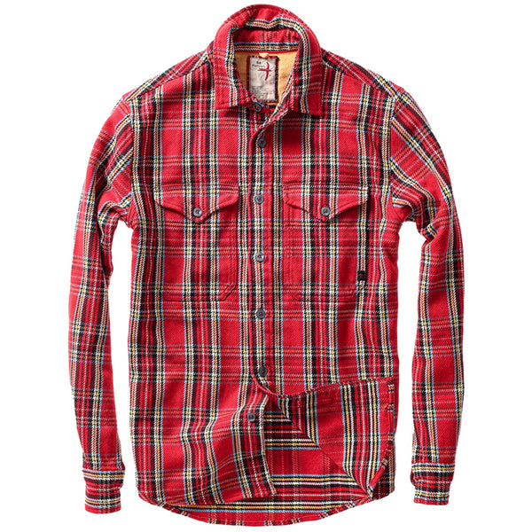 Red Tartan Mountain Flannel Shirt by Relwen