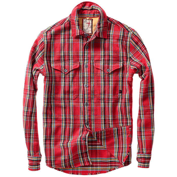 Red Tartan Mountain Flannel Shirt by Relwen