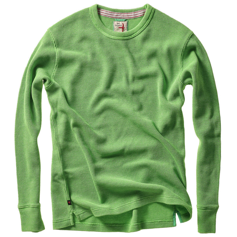 Lawn Green Bi-Waffle Cotton Crew by Relwen