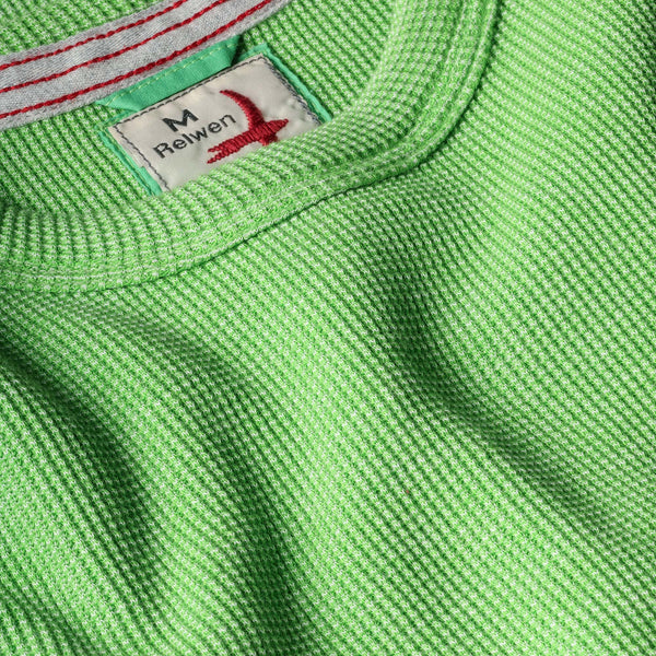 Lawn Green Bi-Waffle Cotton Crew by Relwen