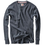 Navy Bi-Waffle Cotton Crew by Relwen