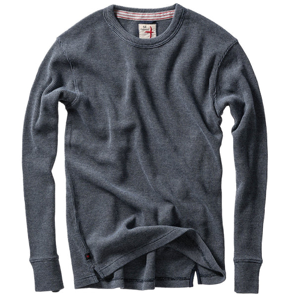 Navy Bi-Waffle Cotton Crew by Relwen