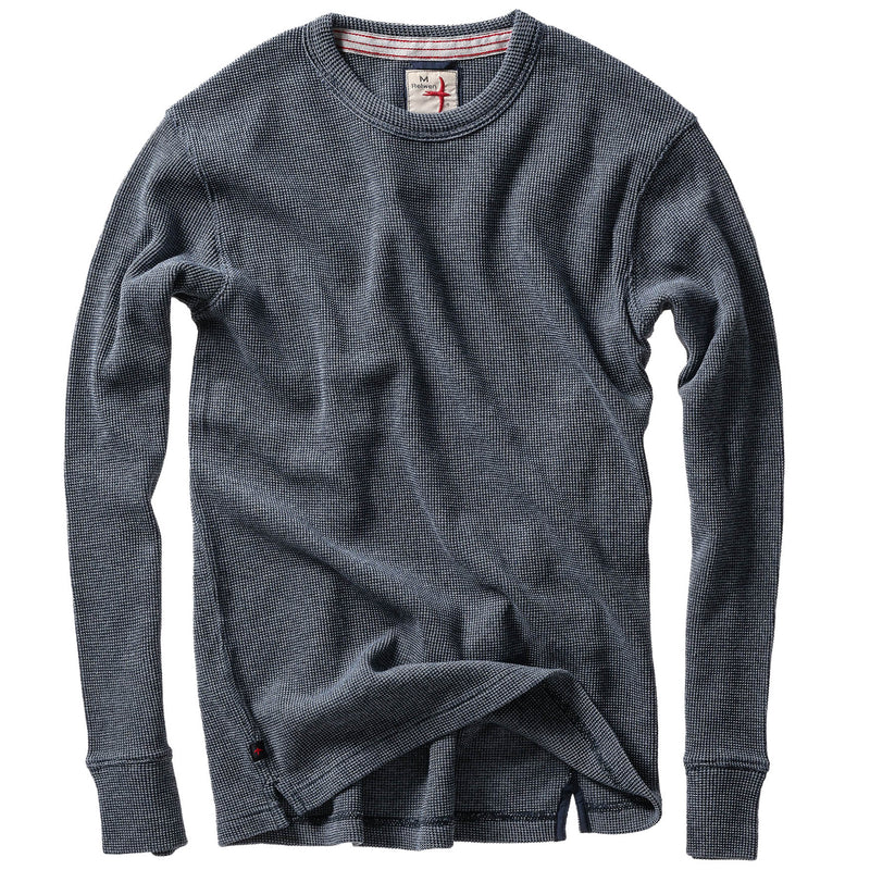 Navy Bi-Waffle Cotton Crew by Relwen