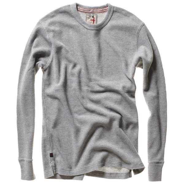 Pale Grey Bi-Waffle Cotton Crew by Relwen