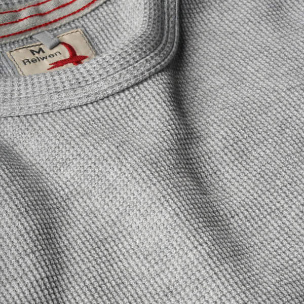 Pale Grey Bi-Waffle Cotton Crew by Relwen