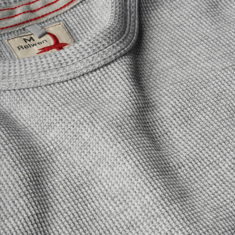 Pale Grey Bi-Waffle Cotton Crew by Relwen