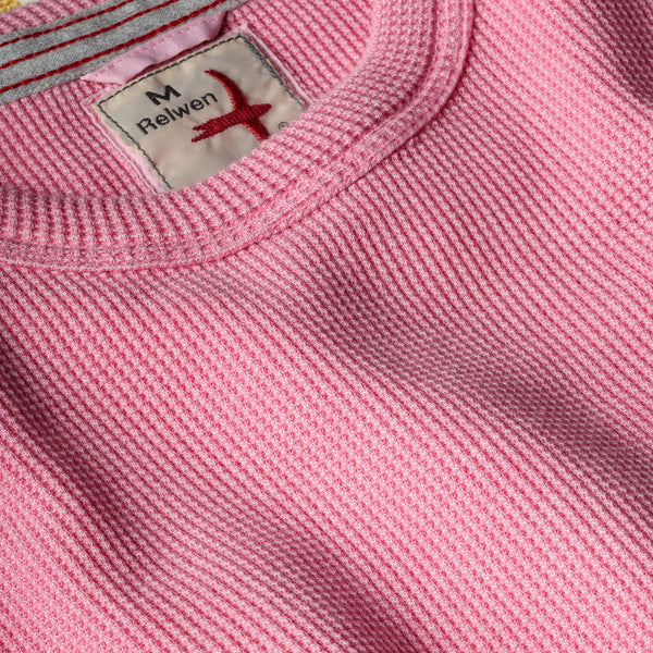 Pink Bi-Waffle Cotton Crew by Relwen