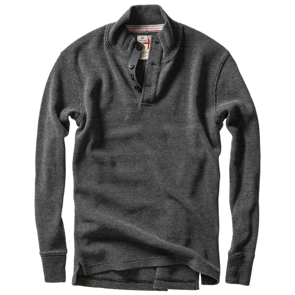 Charcoal Bi-Waffle Cotton Mock by Relwen