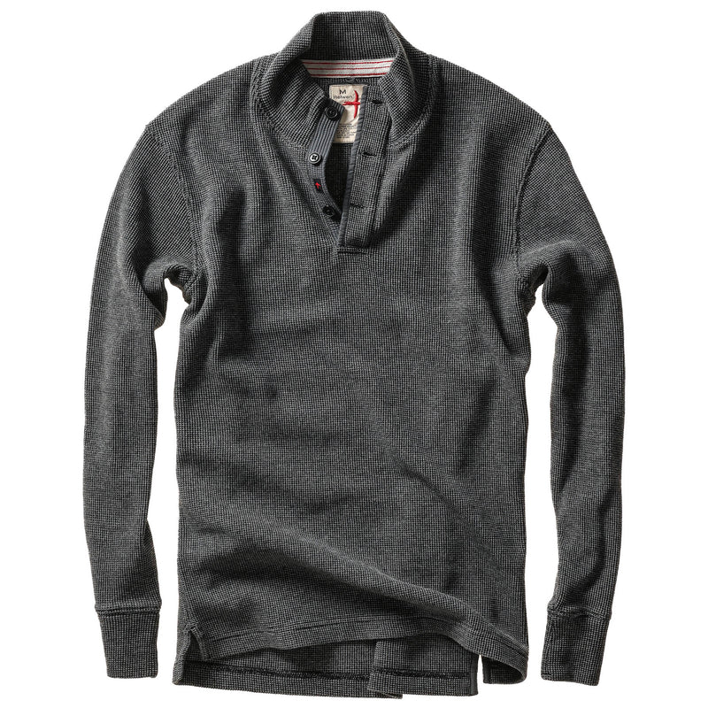 Charcoal Bi-Waffle Cotton Mock by Relwen