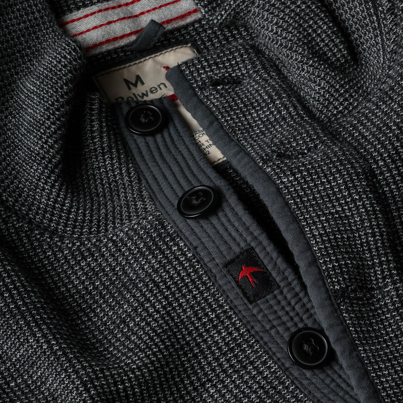 Charcoal Bi-Waffle Cotton Mock by Relwen