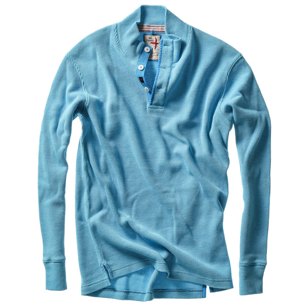 Lt Marine Bi-Waffle Cotton Mock by Relwen