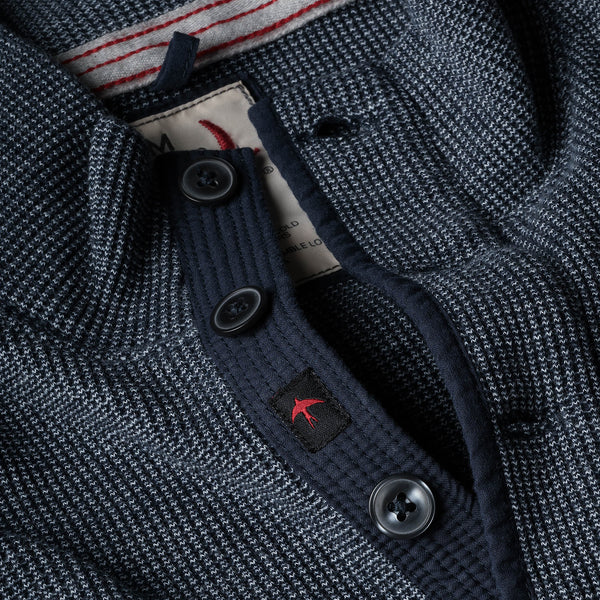 Navy Bi-Waffle Cotton Mock by Relwen