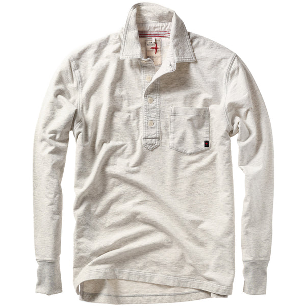 Bone Heather L/S Cotton Mariner Polo by Relwen