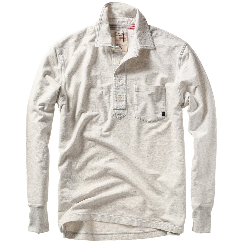 Bone Heather L/S Cotton Mariner Polo by Relwen