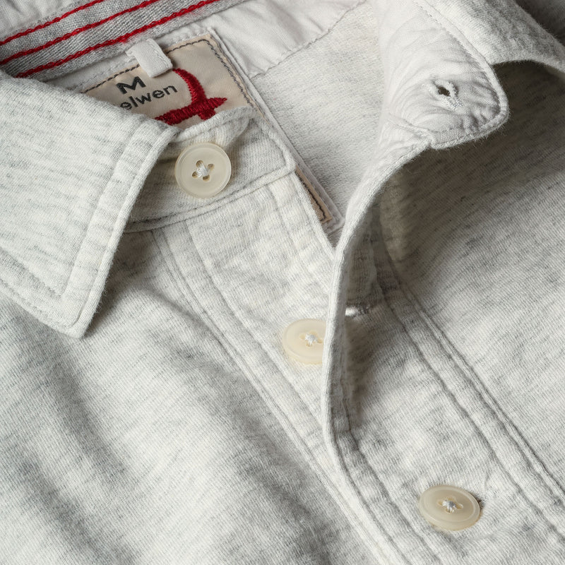 Bone Heather L/S Cotton Mariner Polo by Relwen