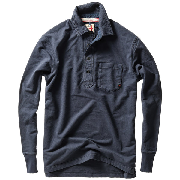 Dark Navy L/S Cotton Mariner Polo by Relwen