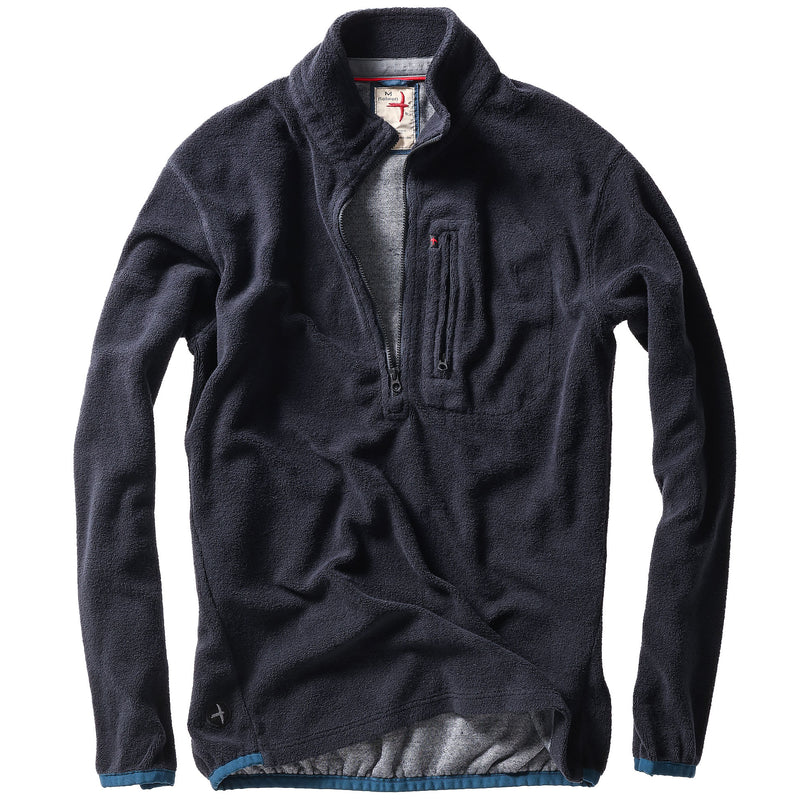 Dark Navy Sheared Fleece Half-Zip by Relwen