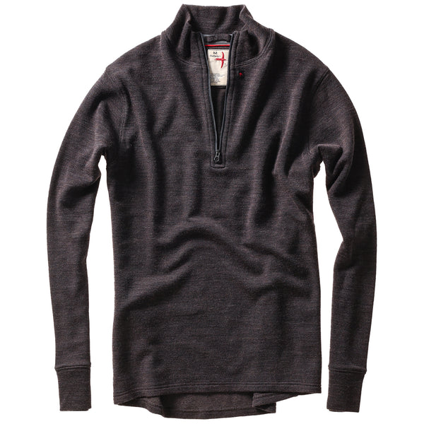 Charcoal /Brown Heather Wool / Cotton Quarter-Zip by Relwen