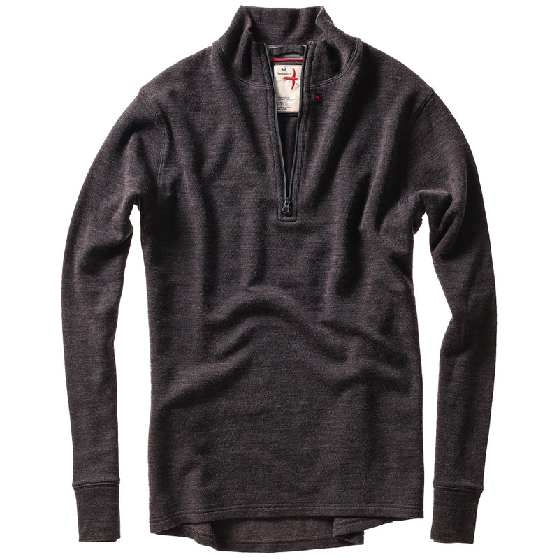 Charcoal /Brown Heather Wool / Cotton Quarter-Zip by Relwen
