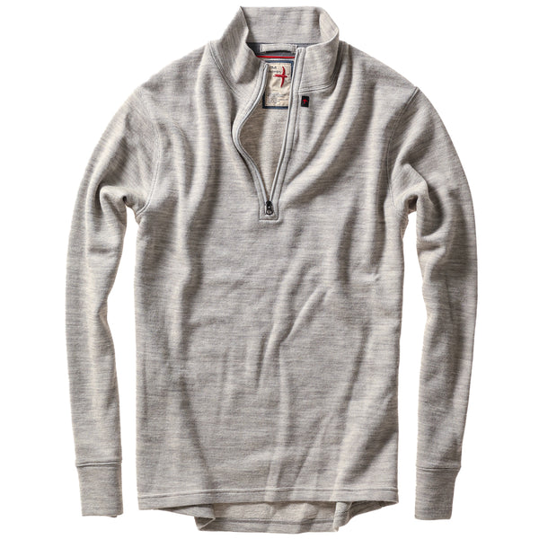 Lt Grey Heather Wool / Cotton Quarter-Zip by Relwen
